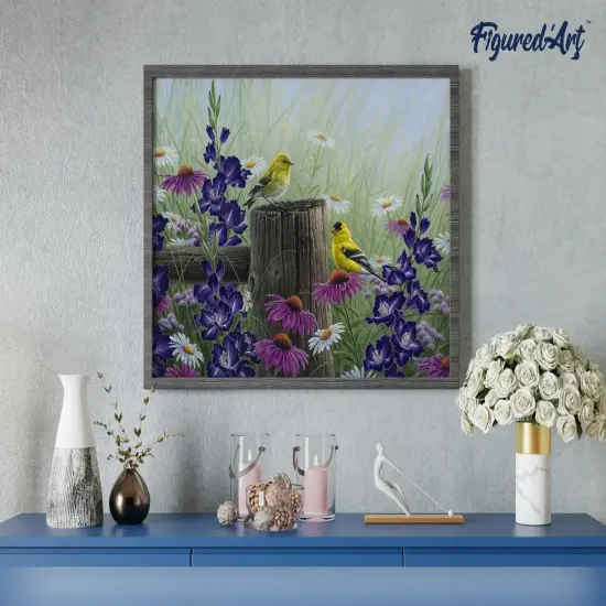 Figured'Art Paint by Numbers Kit for Adults Goldfinch Birds 16"x20" - Craft Art Painting DIY Kit Rolled Canvas without frame {4}