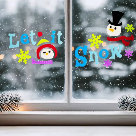 Northlight 21-Piece Let It Snow Santa and Snowman Gel Christmas Window Clings Multi {1}