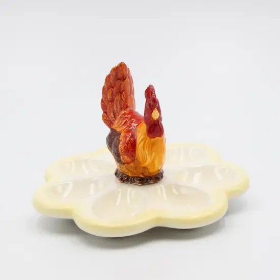 Ceramic Rooster Yellow Egg Dish, Home D&eacute;cor, Gift for Her, Gift for Mom, Kitchen D&eacute;cor, Farmhouse D&eacute;cor, Fall Decor {2}