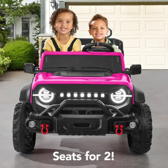 Best Choice Products Kids 24V 2-Seater Electric Ride-On Car Truck w/ Parent Control, Bluetooth, LED Lights Hot Pink {3}