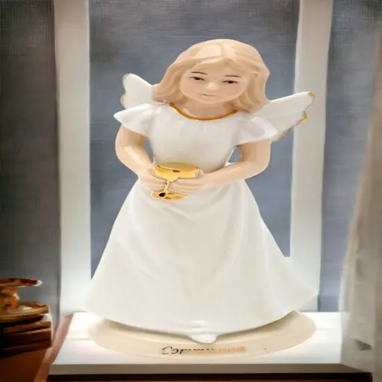 Ceramic 1st Communion Angel Figurine, Religious D&eacute;cor, Religious Gift, Church D&eacute;cor, Church Gift, Baptism Gift {1}