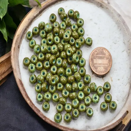 50G Turquoise Picasso Czech 2/0 Seed Beads {3}