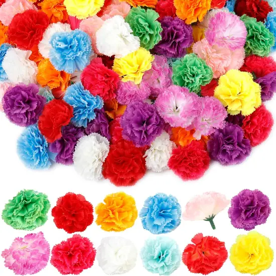 120-Pack Artificial Marigold Flower Heads &ndash; Multicolor Silk Flowers for DIY Crafts, Garland, Halloween & Mexican Party D&eacute;cor {1}