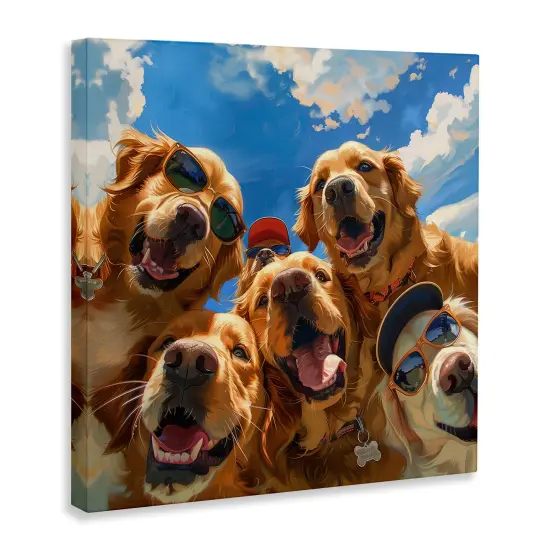 Stupell Industries Golden Retriever Group Selfie Canvas Wall Art Design by Jim Baldwin {3}