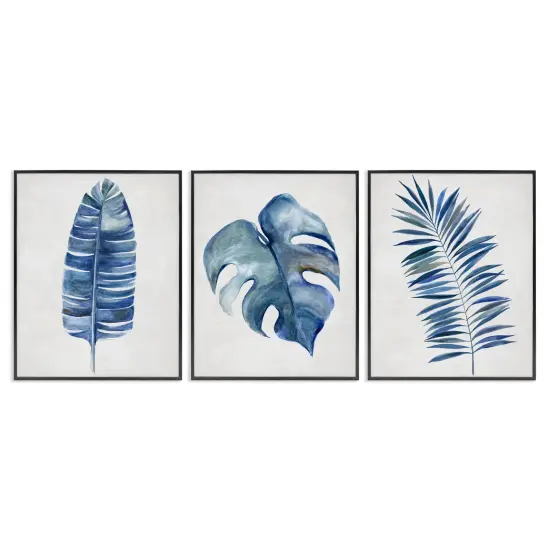 Stupell Industries Vintage Tropical Leaves 3pc Framed Giclee Wall Art Set Design by Hannah Dawson {1}