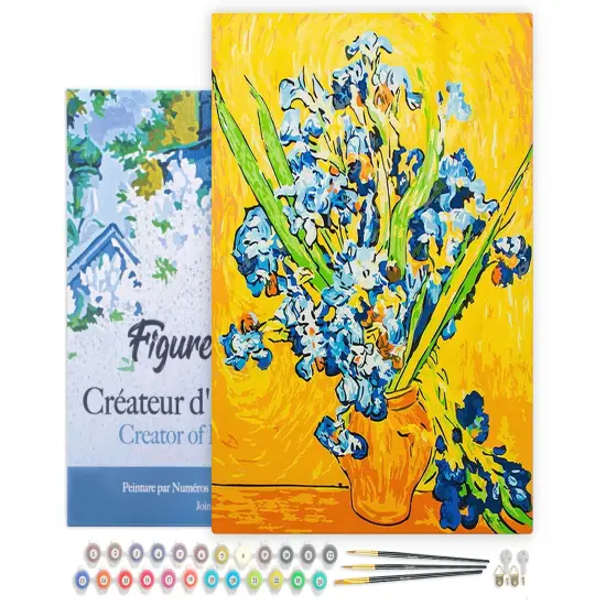 Figured'Art Paint by Numbers for Adults with Frame Van Gogh Irises 16"x20" - Craft Art Painting DIY Kit Canvas Already Stretched on a Wooden Frame {1}