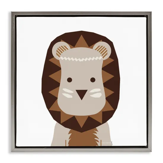 Stupell Industries Neutral Tone Lion Floater Framed Canvas Wall Art Design by Daniela Santiago {1}