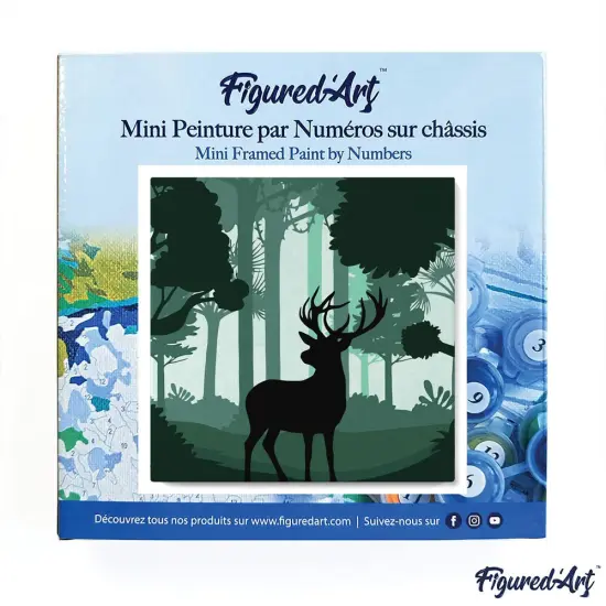 Figured'Art Mini Paint by Numbers Kit for Adults with Frame Deer in the Forest Small format 8"x8" - Craft Art Painting DIY Canvas Already Stretched on a Wooden Frame {3}