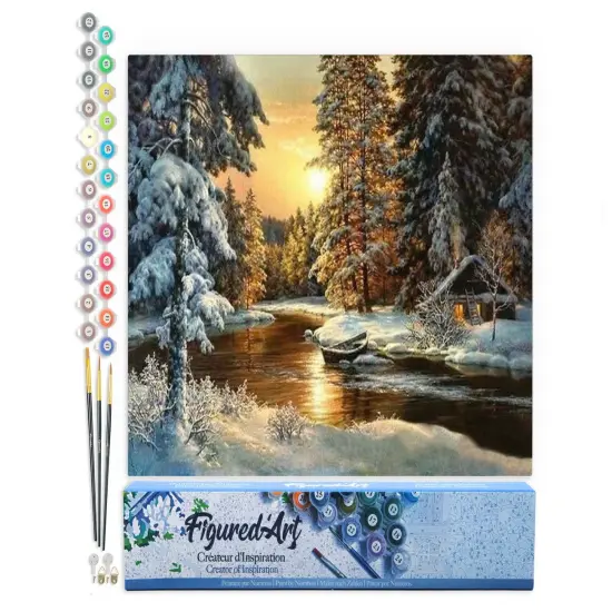 Figured'Art Paint by Numbers for Adults Sunset Forest 16"x20" - Craft Art Painting DIY Kit Rolled Canvas without frame {1}