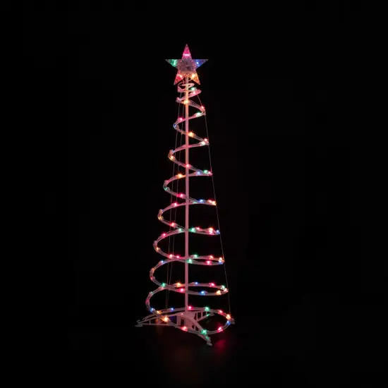 Northlight Lighted Sprial Outdoor Christmas Trees - 4' and 6' - Multi-Color - Set of 2 White {5}