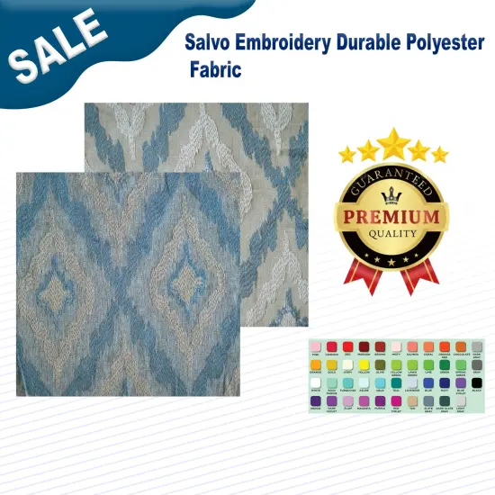 Salvo Embroidery Durable Polyester Fabric Grey/Jet Blue {2}