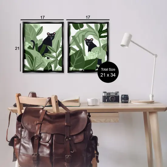 Stupell Industries Panthers Among Tropics 2pc Floater Framed Canvas Wall Art Set Design by June Erica Vess {3}