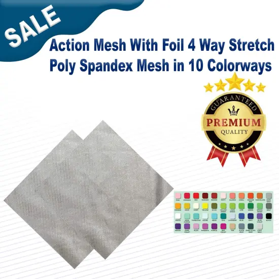 Action Mesh With Foil 4 Way Stretch Poly Spandex Mesh in 10 Colorways Gold Gold {2}