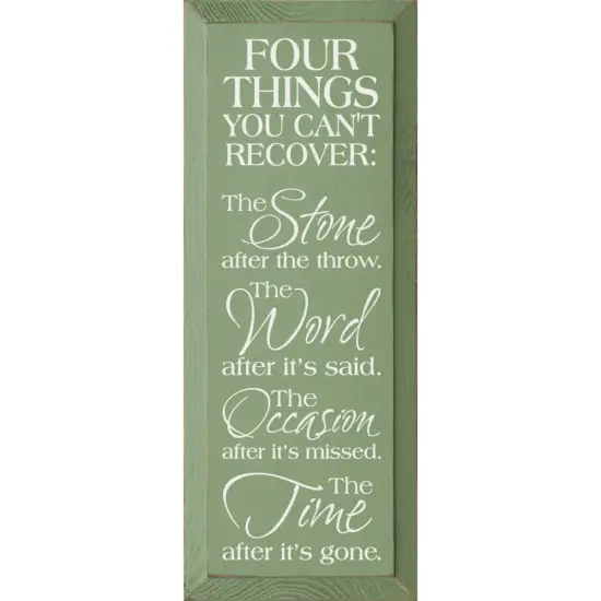 Irrecoverable Moments Stone, Word, Occasion, Time, Crafted in Solid Knotty Pine Sage-White {1}