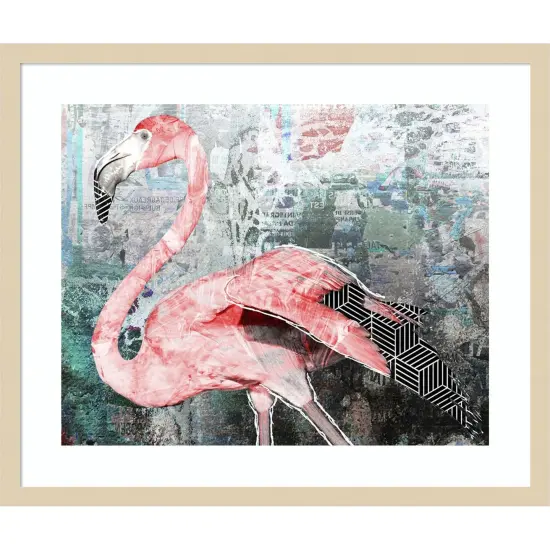 Pop Art - Flamingo by Inner circle Wood Framed Wall Art Print {1}