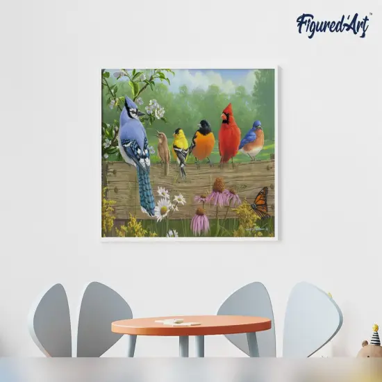 Figured'Art Paint by Numbers Kit for Adults Birds On A Fence 16"x20" - Craft Art Painting DIY Kit Rolled Canvas without frame {4}