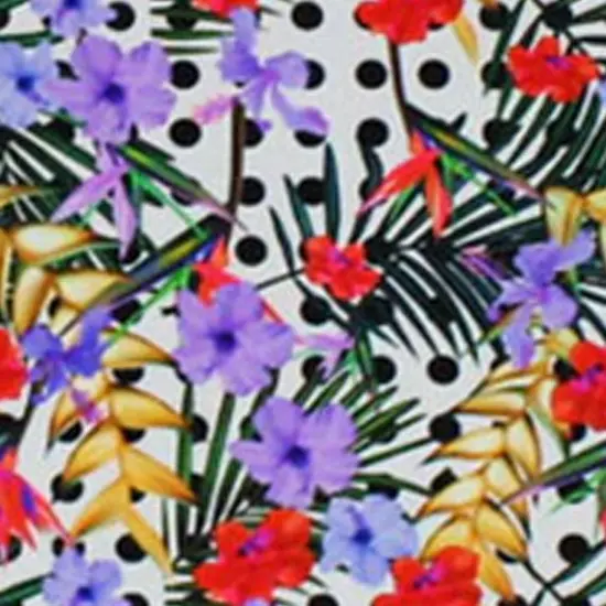 Flowers on Dots Printed Spandex Fabric {1}