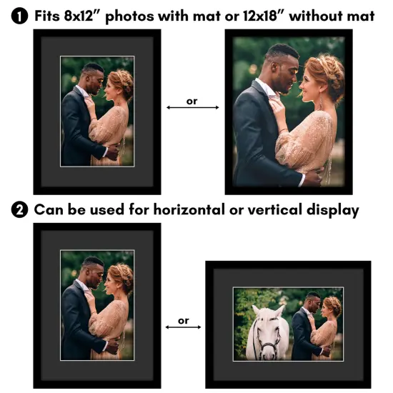 Americanflat Black Picture Frame with Shatter-Resistant Glass - Classic Molding with Black Mat and White Trim {4}