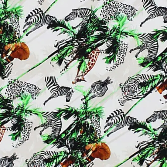 Zebra and Tiger Palm Tree Safari Printed Spandex Fabric {3}