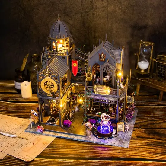 Magic Castle Dollhouse Kit - Miniature Wizardi Roombox Kit {4}