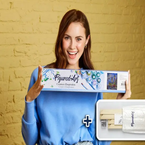 Figured'Art Paint by Numbers Kit for Adults London in the dusk 16"x20" - Craft Art Painting Rolled Canvas with DIY wooden frame {2}