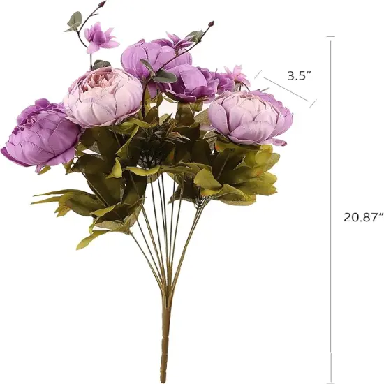 Silk Peony Bouquet, Lavender&ndash; Vintage Artificial Peonies for Wedding, Home, and Office Decor, Light Purple {6}