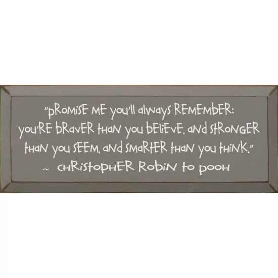 Encouraging Wall Sign: 'Braver, Stronger, Smarter' – Solid Knotty Pine Walnut-White {2}