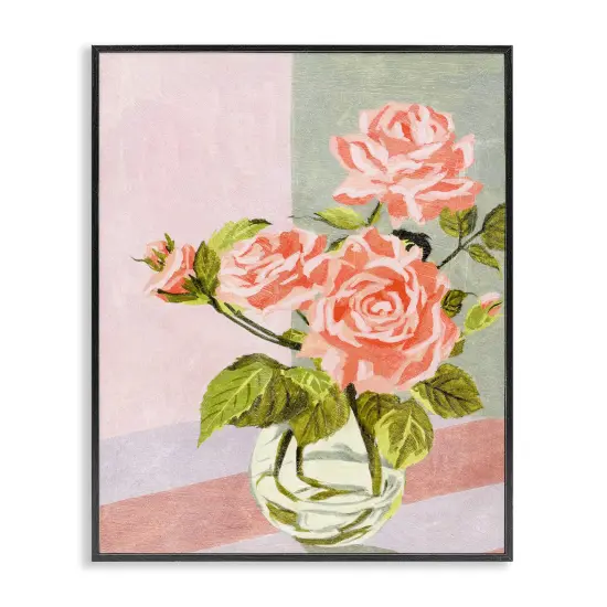 Stupell Industries Pink Roses on Pastels Framed Giclee Wall Art Design by Melissa Wang {1}