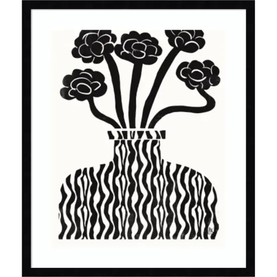 Vase and Flowers 03 by Roseanne Kenny Wood Framed Wall Art Print {1}