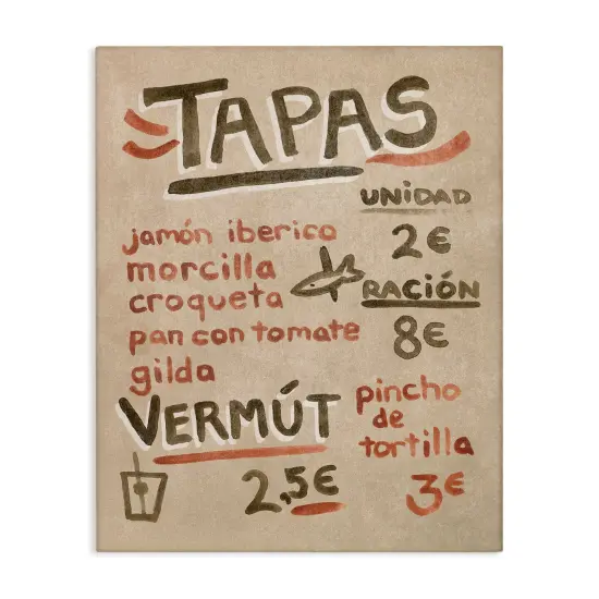 Stupell Industries Spanish Tapas Menu Canvas Wall Art Design by June Erica Vess  {1}