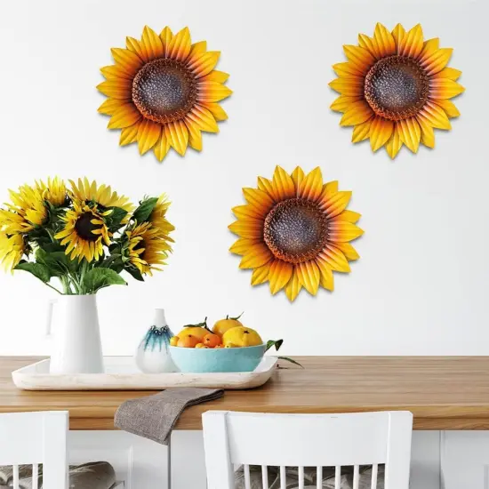 Set of 3 Metal Sunflower Wall Decor &ndash; 9" Handmade Flower Art for Indoor & Outdoor {2}