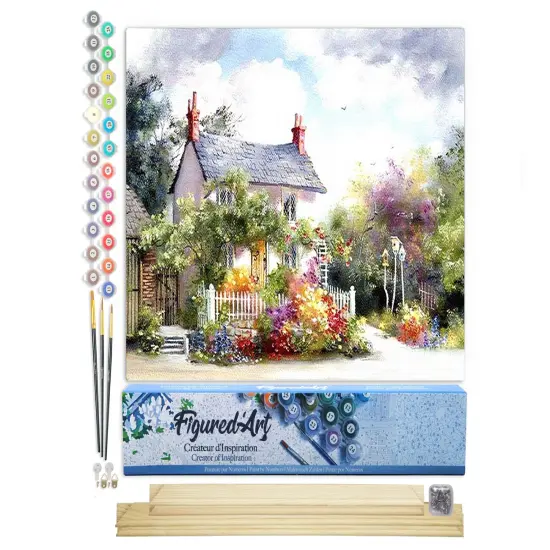 Figured'Art Paint by Numbers Kit for Adults Quiet neighbourhood 16"x20" - Craft Art Painting Rolled Canvas with DIY wooden frame {1}