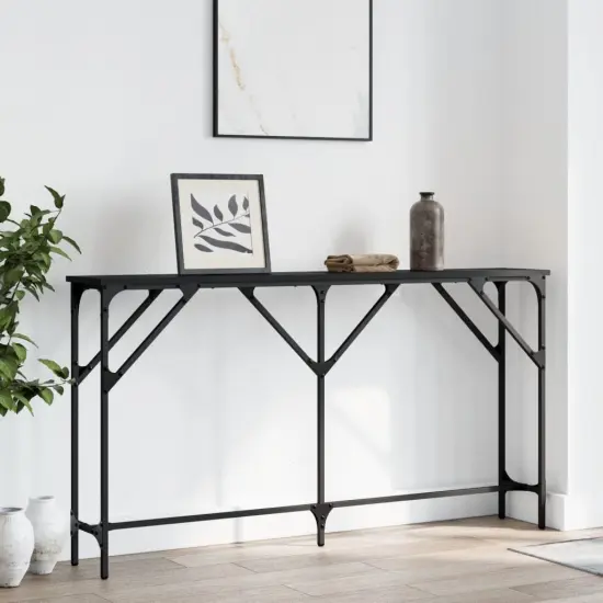 vidaXL Console Table Black 55.1"x9.1"x29.5" Engineered Wood {1}