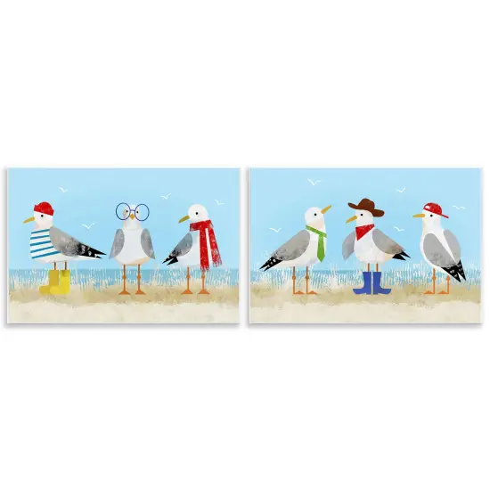 Stupell Industries Stylish Seagulls at Beach 2pc Wall Plaque Art Set Design by Victoria Barnes {1}
