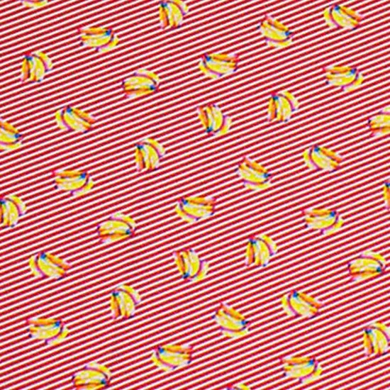 Bananas Red Stripes Printed Spandex Fabric {3}