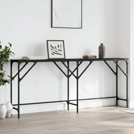 vidaXL Console Table Black 70.9"x11.4"x29.5" Engineered Wood {3}