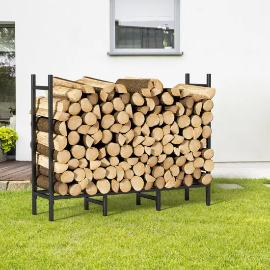 4FT Firewood Log Rack Outdoor Heavy Duty Metal Fire Wood Holder Adjustable {6}