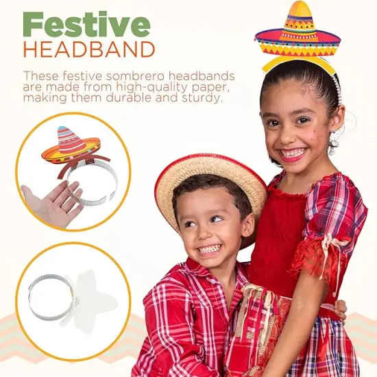 4E's Novelty 9 Pack Sombrero Headband Party Bulk &ndash; Cinco De Mayo Party Favors Supplies, Birthday & Taco Tuesday Accessories {4}