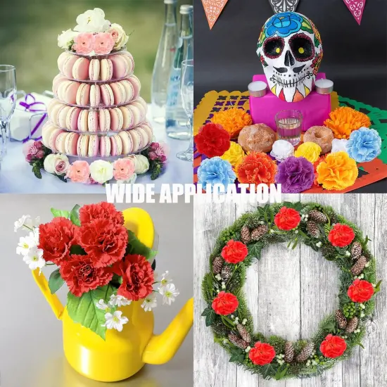 120-Pack Artificial Marigold Flower Heads &ndash; Multicolor Silk Flowers for DIY Crafts, Garland, Halloween & Mexican Party D&eacute;cor {5}