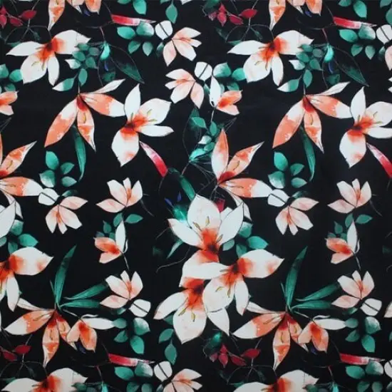 Floral Vines Printed Spandex Fabric {7}