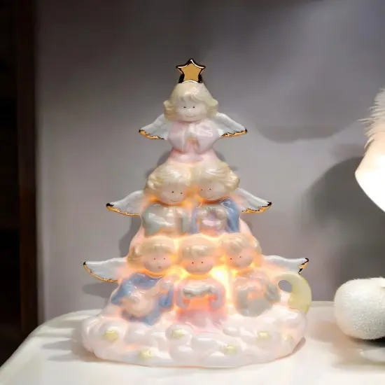 Ceramic Angels Nightlight, Nursery Room Decor, Religious Gift for Decor, Baptism Gift, Guardian Angel {3}