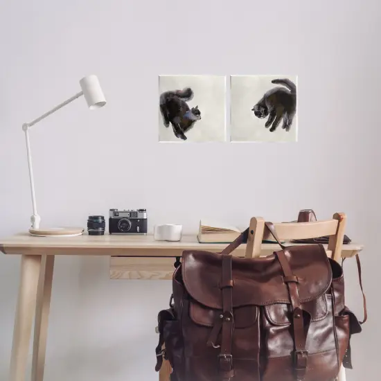 Stupell Industries Fuzzy Black Cats on Beige 2pc Wall Plaque Art Set Design by Melissa Wang  {2}