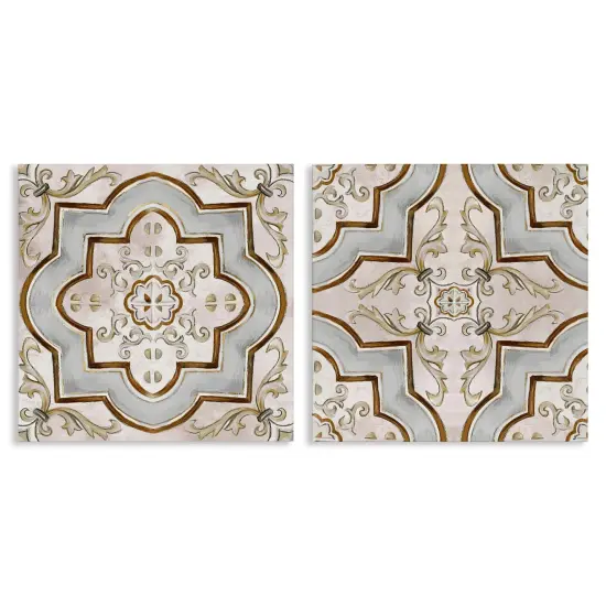 Stupell Industries Moroccan Tile in Neutrals 2pc Canvas Wall Art Set Design by Irena Orlov {1}