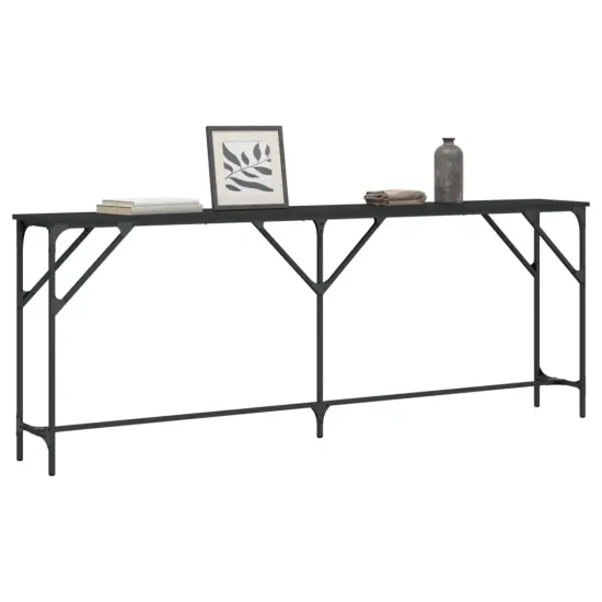 vidaXL Console Table Black 78.7"x11.4"x29.5" Engineered Wood {3}