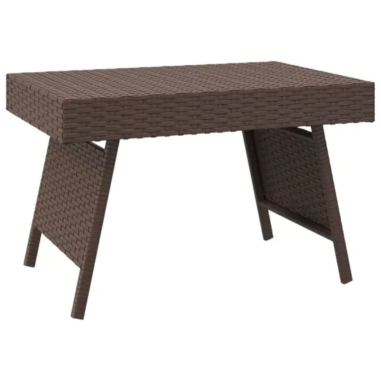 vidaXL Foldable Side Table Brown 23.6"x15.7"x15" Poly Rattan {2}