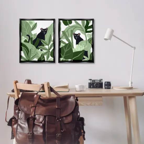Stupell Industries Panthers Among Tropics 2pc Floater Framed Canvas Wall Art Set Design by June Erica Vess {2}