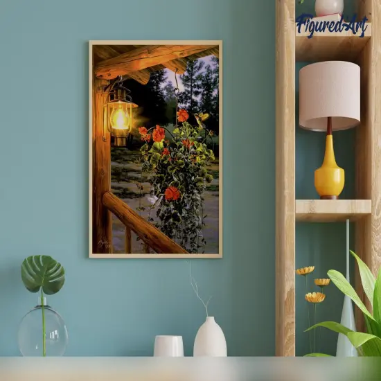 Figured'Art Paint by Numbers Kit for Adults Lantern under the porch 16"x20" - Craft Art Painting DIY Kit Rolled Canvas without frame {4}