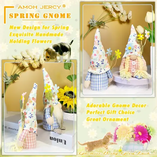 2 Pcs Spring Summer Gnome Decoration, Exquisite Smaller Size 7.5" Spring & Summer {3}
