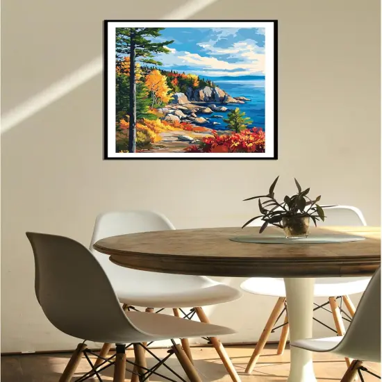 Acadia National Park Paint by Number, Maine Landscape Paint by Numbers Kit for Adults, Mountains Tree Acrylic DIY Oil Painting on Canvas for Gift, Home Wall Decor(16x20inch, No Frame) {2}