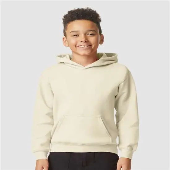Gildan&reg; Softstyle Youth Midweight Long Sleeve Hooded Sweatshirt Sand {1}